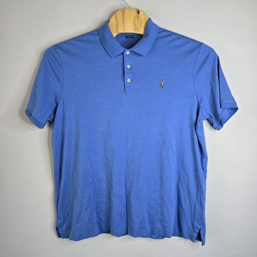 Polo Ralph Lauren Mens Classic Fit Blue Short Sleeve Polo Shirt XL